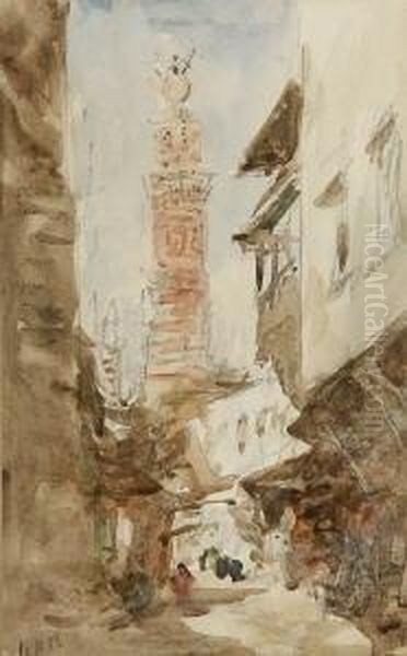 Strasenszene In Kairo. Oil Painting by Hercules Brabazon Brabazon