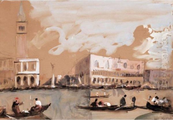 View Of Venice Oil Painting by Hercules Brabazon Brabazon