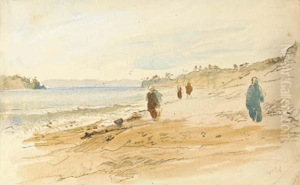 Figures On A Beach Oil Painting by Hercules Brabazon Brabazon