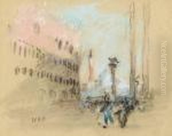 The Doge's Palace From St Mark's Square Oil Painting by Hercules Brabazon Brabazon