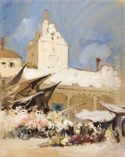 The Vegetable Market, Venice Oil Painting by Hercules Brabazon Brabazon