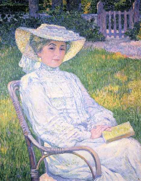 Madame Theo van Rysselberghe in the Garden Oil Painting by Theo van Rysselberghe