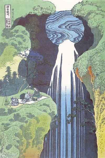 Amida Waterfall on the Kisokaido Road (Kisoji no oku Amidagataki) Oil Painting by Katsushika Hokusai