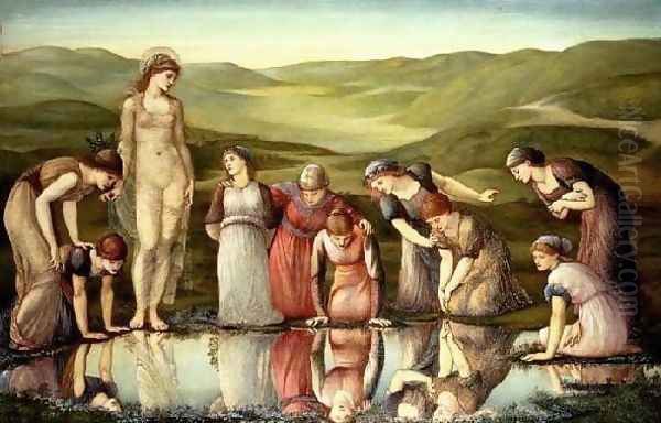 The Mirror of Venus I Oil Painting by Sir Edward Coley Burne-Jones