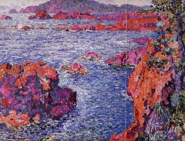 Rocks at Antheor Oil Painting by Theo van Rysselberghe