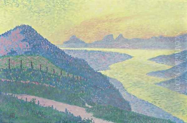 Soleil couchant à Ambleteuse Oil Painting by Theo van Rysselberghe