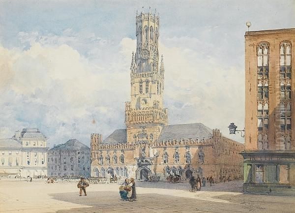 The Belfry, Bruges Oil Painting by William Callow