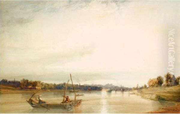 Mont Vacours, On The Seine Oil Painting by William Callow