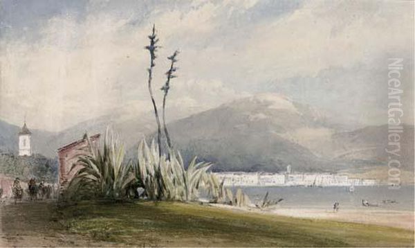 View Across The Bay Towards Nice Oil Painting by William Callow