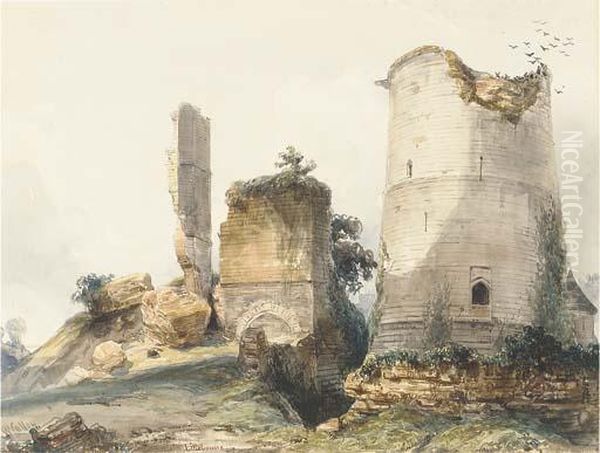 A Ruined Tower At Lillebonne Oil Painting by William Callow