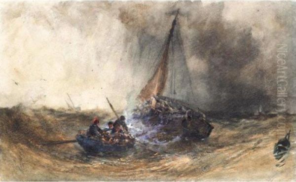 Shipping In A Storm Oil Painting by William Callow