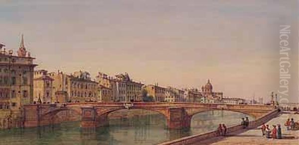 Veduta Di Ponte Vecchio Oil Painting by Gabriele Carelli