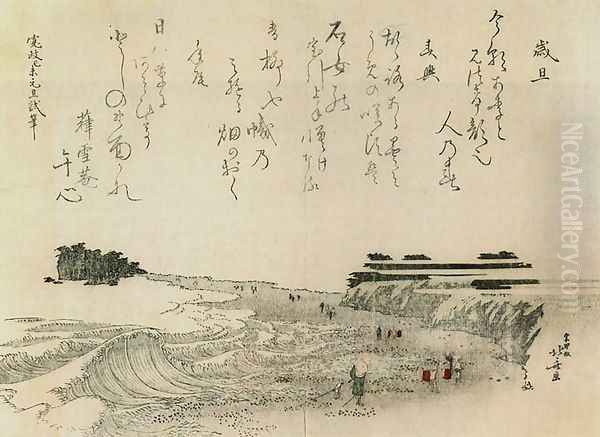 View of the Island of Enoshima Oil Painting by Katsushika Hokusai