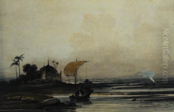 An Estuary In India Oil Painting by George Chinnery