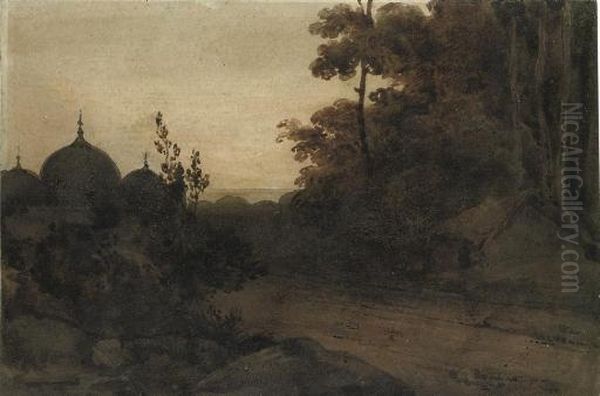 A Bengal Landscape, Dusk Oil Painting by George Chinnery