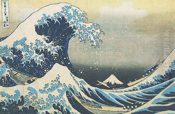 Mount Fuji Seen Below a Wave at Kanagawa Oil Painting by Katsushika Hokusai