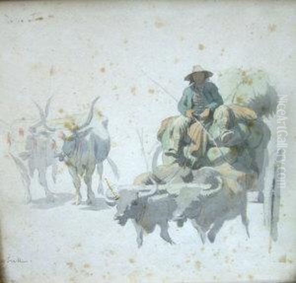 Study Of An Oxen And Cart Oil Painting by George Chinnery