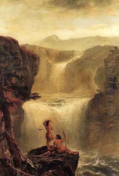 Hiawatha and Minnehaha on Their Honeymoon Oil Painting by Jerome B. Thompson