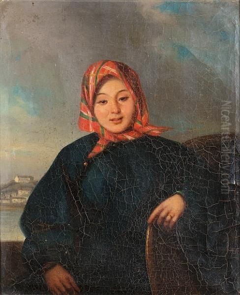 A Portrait Of Tanka Boatwoman Oil Painting by George Chinnery