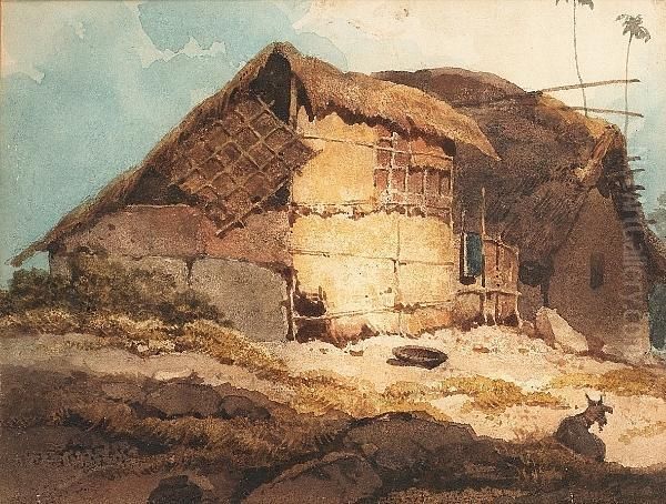 A Bengal Hut Oil Painting by George Chinnery