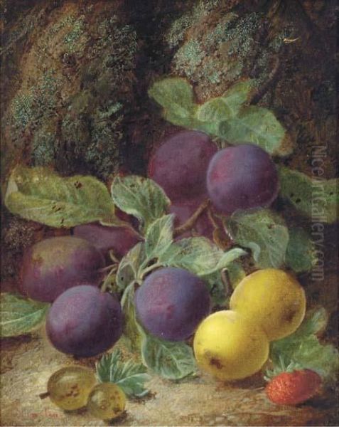 Still Life Of Plums Oil Painting by Oliver Clare