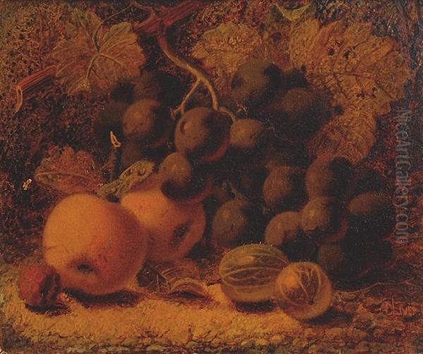 Grapes, Apples And Gooseberries Oil Painting by Oliver Clare