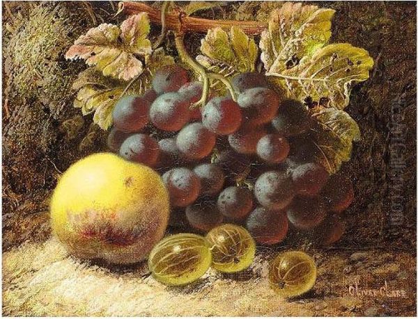 Apple And Grapes Oil Painting by Oliver Clare