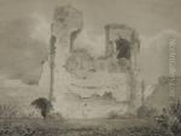 An Artist Sketching The Ruins Of Waverly Castle Oil Painting by John Sell Cotman