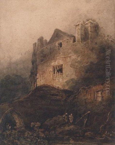 Chepstow Castle Oil Painting by John Sell Cotman