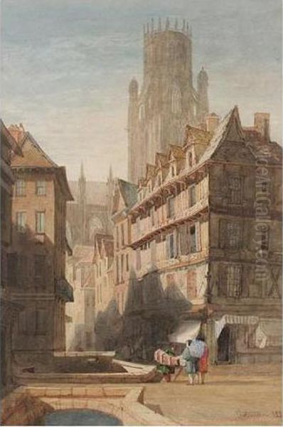 Street Scene Oil Painting by John Sell Cotman