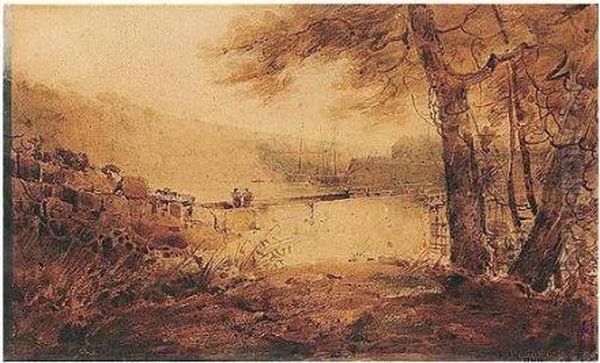 On The River Wye At Chepstow Oil Painting by John Sell Cotman