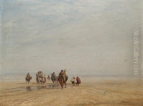 Lancaster Sands Oil Painting by David I Cox