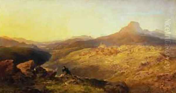 Town and Vale of Ffestiniog 1864 Oil Painting by Edmund John Niemann, Snr.