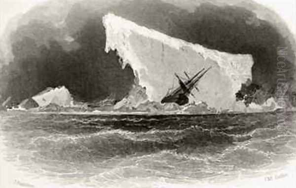 Ship Wrecked on Iceberg Oil Painting by James Hamilton