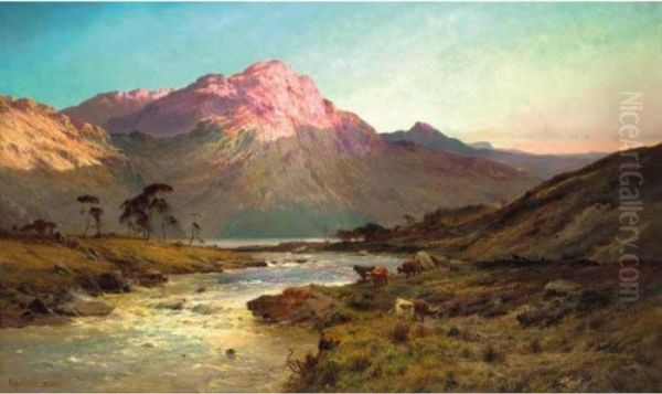 A Rosy Morn, Near Aberdeen Oil Painting by Alfred de Breanski