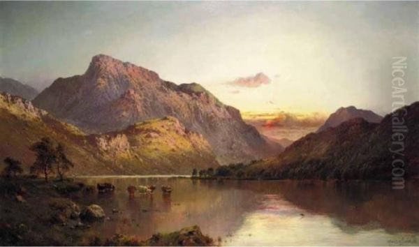 The Evening Glow, Ben Lomond Oil Painting by Alfred de Breanski