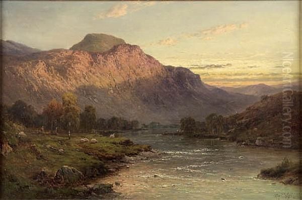 Perthshire Trout Stream Oil Painting by Alfred de Breanski