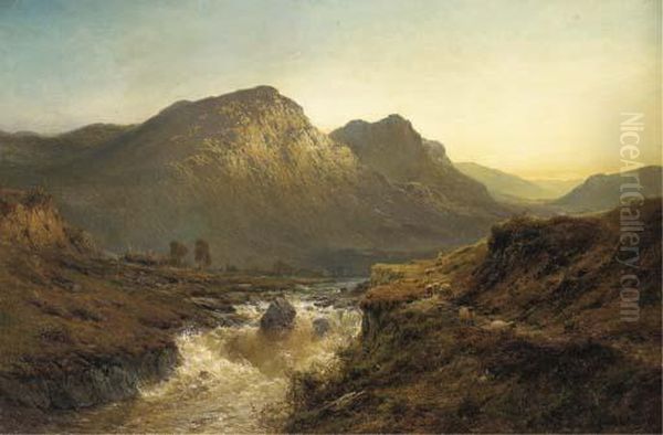 An Autumn Evening-'the Foyers', Invernesshire Oil Painting by Alfred de Breanski