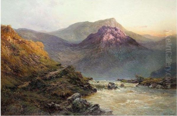 The Brander Pass N.b. Oil Painting by Alfred de Breanski