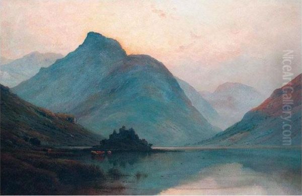 Kilchurn Castle, Loch Awe Oil Painting by Alfred de Breanski