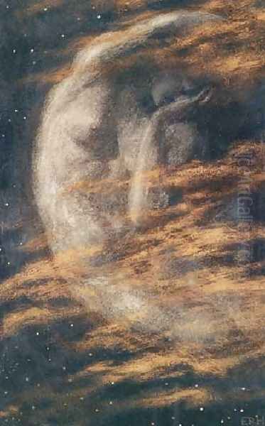 Weary Moon Oil Painting by Edward Robert Hughes R.W.S.