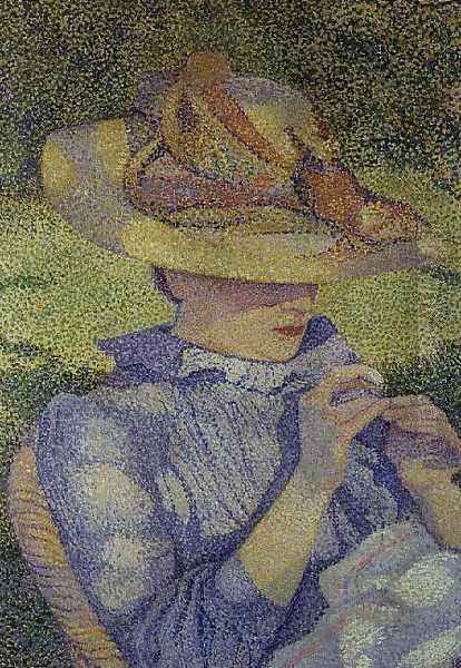 The Straw Hat, 1890 Oil Painting by Theo van Rysselberghe