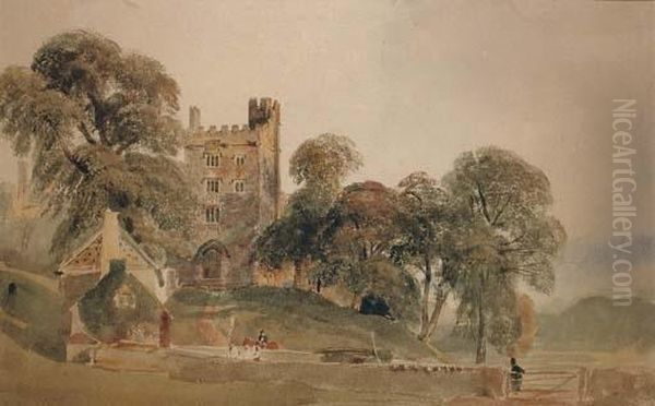 Haddon Hall, Derbyshire Oil Painting by Peter de Wint