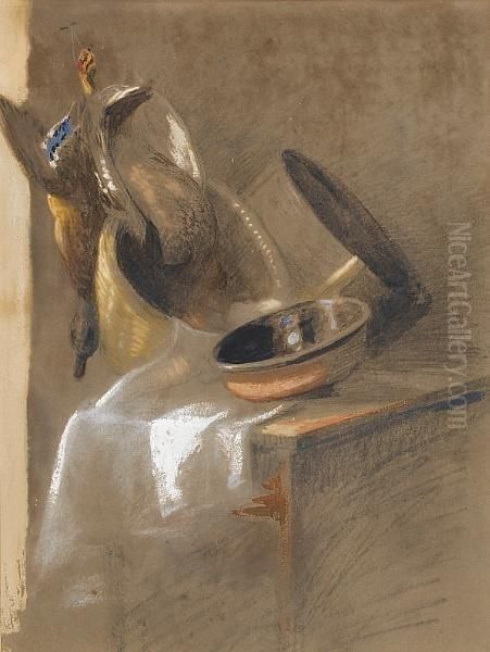 A Study Of Game And Earthenware Vessels Oil Painting by Peter de Wint