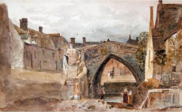 Trinity Bridge, Crowland, Lincolnshire Oil Painting by Peter de Wint