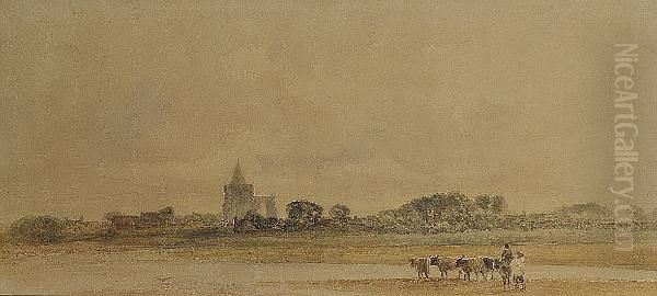 Crowland Abbey, Lincolnshire Oil Painting by Peter de Wint