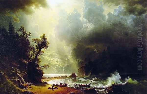 Puget Sound On The Pacific Coast Oil Painting by Albert Bierstadt