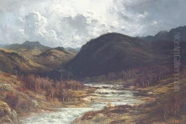 Mountain Landscape, Storm Approaching Oil Painting by Gustave Dore