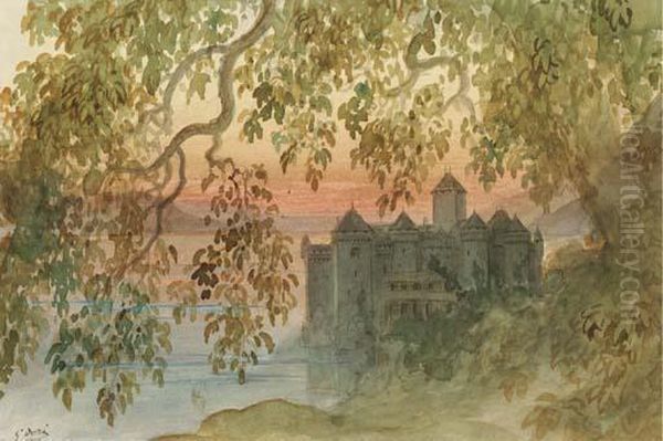 Vue Du Chateau De Chillon Oil Painting by Gustave Dore