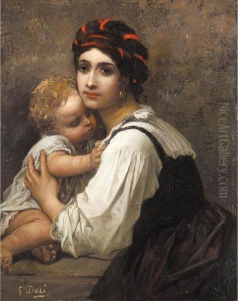 Mere Et Enfant Oil Painting by Gustave Dore